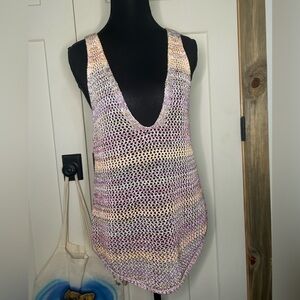 We the Free Multicolor Crotchet Knit Sleeveless Top Ladder Back Boho Indie